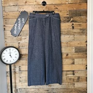 W Work To Weekend Womens Dark Blue Wide Leg White Stitching  Pants Size 10